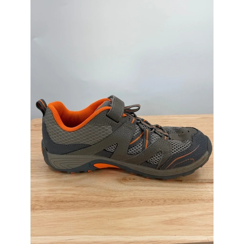Merrell Kids Trail Chaser Grey Orange Leather Mesh Hiking Trail Shoes MY57109 6W